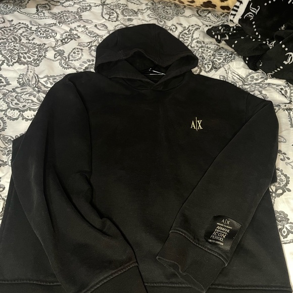 Armani Exchange Black and Gold Hoodie Casual Style - Picture 4 of 9